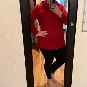 Super cute hooded red rain jacket